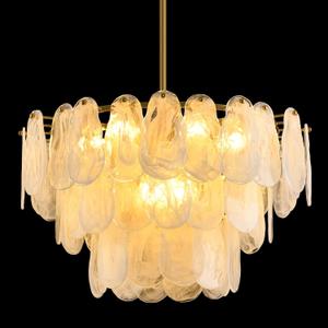 Modern Crystal Glass Chandelier, 23.6" Gold Luxury Hanging Pendant Light Fixture, 9-Light Round Cloud Ceiling Chandeliers Lighting for Dining Room Living Room Bedroom Foyer Stairway, E12