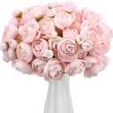 Giegxin 48 Pcs Ranunculus Artificial Flower,Real Touch Peonies Artificial Flower Silk Faux DIY Bouquet for Wedding Bridal Shower Valentine Centerpieces Arrangements Home Decorations(Pink)