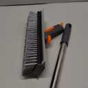 Floor Scrub Brush with Long Handle, 3 in 1 Scrape and Heavy-Duty Stiff Bristle Scrubber Brush for Cleaning Shower Bathroom, Patio, Pool, Garage, Kitchen, Wall and Deck (Gray, 1 Pack)
