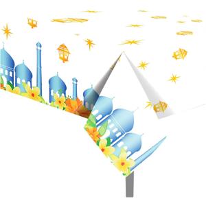 Adirasenotek 3Pcs Ramadan Mubarak Tablecloths Eid Rectangular Plastic Table Covers Disposable Tablecloths for Home Kitchen Birthday Baby Showers Party Decorations(Colorful)