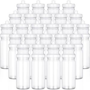 Tessco 24 Pack 25 oz Sports Water Bottles Plastic Reusable Water Bottles, Pull Top Leakproof Drink Spout for DIY Customization Fitness Hiking Cycling Gym Workout Business