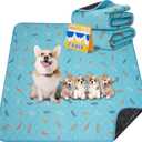 Sunheir Washable Pee Pads for Dogs 2-Pack Reusable Puppy Pet Training Pads, Waterproof Dog Crate, Whelping Pad, Non-Slip Protects Against Urine Leakage (Leaves - Sky Blue, 36x41) F-U1