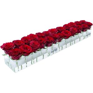 LOYWREE 2 Pack Flower Vase Acrylic Rectangular Floral Centerpiece for Dining Table - Total 24 Inches Long Rectangle Vase - Clear Vases for Home Decor Wedding(Flowers not Included)