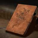Case for Samsung Galaxy Tab A9+/A9 Plus 11 Inch 2024 2023 (SM-X210/X216/X218), PU Leather Cover Embossed Flower Multi-Angle Stand with Auto Wake/Sleep Case for Galaxy Tab 11 Inch, Brown