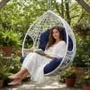 Waterproof Egg Chair Cushion Replacement for Patio Hanging Basket, 47"L*35"W*3.5"T