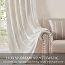 Ivory Velvet Curtains 84 inches for Living Room Luxury Room Darkening Curtain Cream White Elegant Bedroom Thermal Insulated Modern Heavy Thick Soft Soundproof Rod Pocket Window Drapes Set of 2 Panels