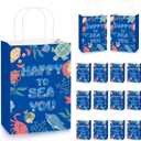 Kolldenn 25 Pcs Under The Sea Party Favor Bags Bulk Ocean Animals Paper Gift Bags with Handles Happy to Sea You Ocean Animal Themed Gifts for Coworkers Family Friends Teachers Students Gifts