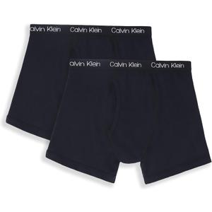 Calvin Klein Boys' 2 Pack Boxer Briefs | Premium Cotton Comfort (Large, Black/Black)