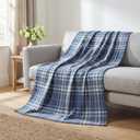Horaldaily Spring Summer Flannel Blanket Throw, Buffalo Plaid Blue White Soft Fuzzy Plush Cozy Fleece Blankets for Couch Sofa Bed Lounging, Ideal Gifts for Kids Adults Self, 50x60