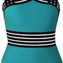 Hilor Women's One Piece Swimsuits Slimming High Waisted Bathing Suits Front Crossover Swimwear Monokinis, Large