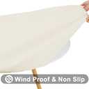 Smiry Round Picnic Tablecloth, Waterproof Elastic Fitted Table Covers for 51" - 62" Tables, Wipeable Flannel Backed Vinyl Tablecloths for Camping, Indoor, Outdoor, Ivory, For Up to 51"-62" Round