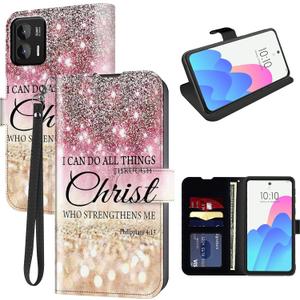 FUYOCWE for MOTO G Stylus 5G 2024 Case Wallet for Motorola Stylus 5G 2024 Phone Case with Card Holder Slot,Leather Flip Cover w/Kickstand+RFID Blocking+Magnetic Snap-I can do all things through christ