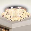 LED Crystal Chandeliers Modern Flush Mount Ceiling Light Fixtures 2 Tiers Chandelier Ceiling Lighting for Living Room Bedroom (Warm)