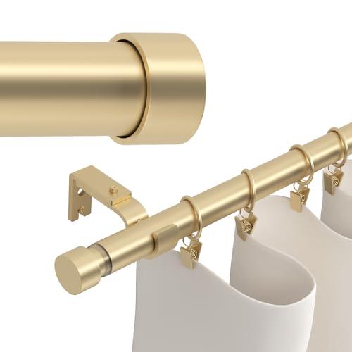 Gold Extra Long Curtain Rods 120-inch to 214-inch, 1 inch Heavy Duty Drapery Rod for Outdoor Patio, Living Room, Bedroom, Sliding Door, Modern Adjustable Curtain Pole 10-17.5ft