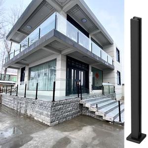 Black Balustrade Glass Railing Post with Spigot Slots, 304 Stainless Steel for Indoor/Outdoor Balcony, Terrace, Deck, Stair, Pool and Railing