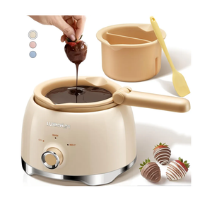 LUSHYUM Chocolate Melting Pot Candy Melts Melter with 2 Insert Pots and Spatula, 4 Cups Capacity Warmer Machine, Ideal Dipping Tool Kitchen Supplies for Making Cake Pop Covered Strawberries Fondue