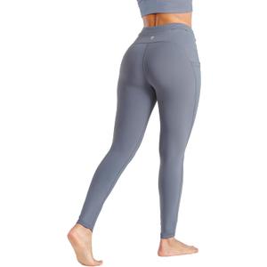 ALLZERO Women's Leggings with Pockets Tummy Control Workout 26" High Waisted Brushed Lined Warm Yoga Pants Fall Winter (Gray, XXL)