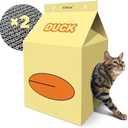 Olsa Cardboard Cat House with Scratch Pad and Catnip, Cat Scratcher Box in Door, Cat Hideaway, Cat Scratching Toy Box, 20.8 * 12.4 * 12.4 inch