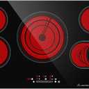 36 Inch Electric Cooktop 5 Burner, 9200W Built-In Ceramic Radiant Stove Top, 240V Hardwired, Works with All Cookware, Touch Control, Timer, Child Lock, Easy Clean Glass Surface