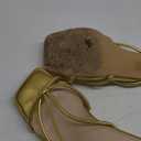 Kitten Strappy Heels for Women Knotted Square Open Toe Slip On Mule Heels Mid Heeled Sandals (8.5, Gold)