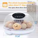 Egg Incubators for Hatching Eggs with Smart Automatic Turning Small Poultry Duck Quail 12 Eggs Chicken Incubator Temperature Days Control Humidity Display Candler Hatcher Machine, Fahrenheit