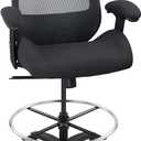 BOLISS Ergonomic Mesh Computer Office Drafting Chair with Super Soft Adjustable Arms Molded Foam Seat Cushion Lumbar Support and Big Foot Ring -Black (LB-2820D)