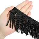 BEL AVENIR Curtain Fringes Bullion Fringe Trim with Blue Ribbon 5.3 Yard x 3 Inches Fabric Trims Sewing DIY Decoration for Curtain Sofa Clothes