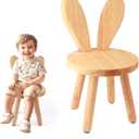 Wooden Step Stool Children Toddler Chair Kids Desk Chair with Non-Slip Foot Mat Wood Wax Oil Craft Sensory Table for Kids Playroom Classroom Home, 2 Pack