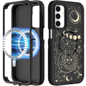 for Samsung Galaxy A15 5G Phone Case - Compatible with MagSafe Women Girls Cute Magnetic Protective Cover Girly Sun Moon Aesthetic Design Heavy Duty Shockproof for Samsung A15 5G Case 6.5" (Planet)