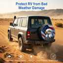 RV Spare Tire Cover with American Eagle USA Flag, Trailer Tire Covers PVC Leather for Truck SUV Wrangler Camper Vehicle Wheel Cover Waterproof Sun Dust Protection 17 inch