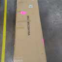 LOVMOR Twin Size Floor Bed with Fence and Door Rubber Wood Floor Bed with Safety Guardrails Natural