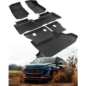 Floor Mats for Chevy Equinox for GMC Terrain 2024 2023 2022 2021 2020 2019 2018, All-Weather TPE Floor Mats Rear Backrest Mats Cargo Liner Custom Fit for Chevrolet Equinox Terrain Accessories