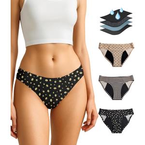 Period Underwear for Teen Girl - Brief Style Seamless Teen Girl Period Underwear Heavy Flow Leak Proof 3pcs Panties (S)