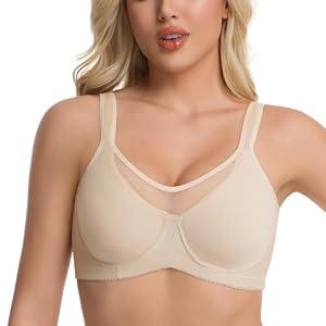 Reairtal Minimizer Bras for Women, Smoothing Underwire Seamless Bra, Full Coverage Shaping Lingerie for Fuller Busts Nude 46C