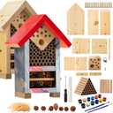 2 PK Premium Bug Hotel Kit Cedar Wood Insect Hotel - DIY Insect House Kit to Build - Backyard Bee House, Nesting Habitat Shelters, Garden Shelter for Bees, Butterflies, Bugs,Heavy Duty Thickness