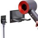 FLE Hair Dryer Holder Wall Mounted Self Adhesive,Hair Blow Dryer Rack Organizer Compatible with Most Hair Dryers,Black