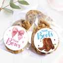 84PCS Boots or Bows Gender Reveal Stickers, Cute Baby Shower Team Boots and Bows Gender Reveal Game Lables for Party Supplies - 2 in Round