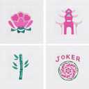 Tingjoo 4 Packs Mahjong Theme Gifts Embroidered Mahjong Cocktail Napkins 6 x 6 Inches Soft Linen Cotton Fabric with Classic Pattern, Hemmed Edge, Reusable Napkins for Mah Jong Parties (Scenery)