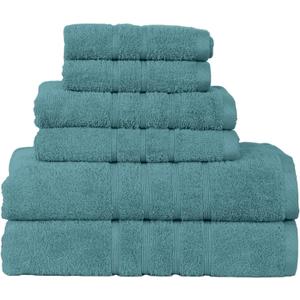 Martex 6-Piece Towel Set  Ultimate Performance  100% Cotton  2 Bath Towels  2 Hand Towels  2 Wash Cloths  Versatile  Low-Linting  Supersoft & Absorbent Bathroom Set  Easy Care  Larkspur Teal