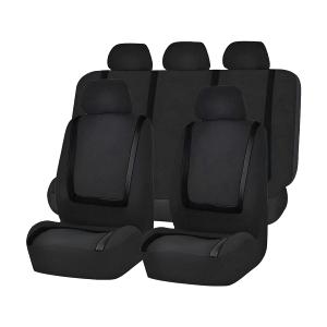 Zpana Car Seat Covers, Full Set Split NonSlip Vehicle Front & Rear Seat Protector, Durable Comfortable Automotive Interior Chair Protective Cover, Universal for SUV Automobile Truck (Black/Gray)
