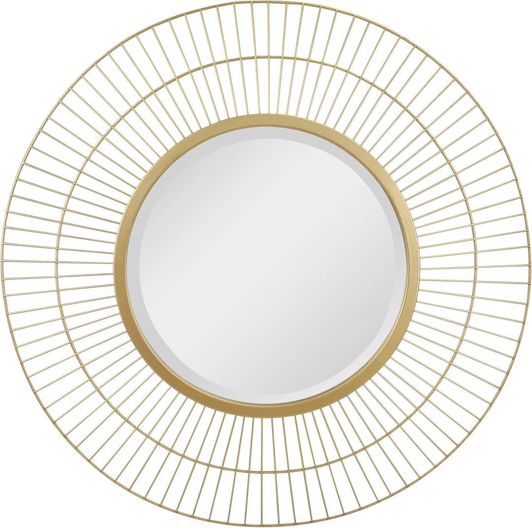 Stonebriar 24" Round Gold Metal Wire Wall Mirror with Attached Hanger, Decorative Modern Decor for the Living Room, Bedroom, Bathroom, Hallway, and Entryway (23.8"L x 23.8"W)