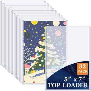 Vmiapxo 32 Pack Toploaders for Cards, 5X7 Photo Sleeves, Rigid Hard Plastic Card Sleeve-Waterproof Photo Holders, Postcard, Trading, Baseball Cards Collector and Protector (Clear Double Side Display)