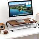 ARCOBIS Monitor Riser for Desk, Wood & Metal Computer Monitor Stand, Laptop, PC, Printer Stand Riser, Rustic Brown