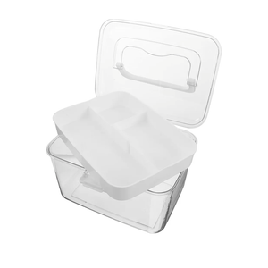 Plastic Medicine Chest: Transparent Portable Medicine Storage Container with Lid and Handle - Pill Organizer Case for Travel and Office