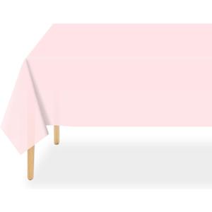 QIKSION Pink Plastic Table Cloth Disposable 12 Pack, 54 x 108 Inch Tablecloths for Valentines, Easter, Mothers Day Decorations, Baby Shower Birthday Party, Rectangle Table Cover