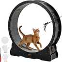 VEVOR Cat Exercise Wheel, 48 in Wooden Cat Running Wheel for Indoor Cats up to 28 lbs, Cats Treadmill with Carpeted Runway & Locking Mechanism, Quiet Kitten Sport Toys for Pets Fitness & Health, Black