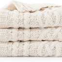 Battilo Cream White Ivory Throw Blanket for Couch, 51x 67 Inch, Woven Chenille Knit Throw Blanket for Chair, Super Soft Warm Decorative Textured Throw Blanket for Bed, Sofa and Living Room.