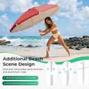 JEAREY 6.5ft Sun Shade Umbrellas, Portable Umbrella with Stand, Lightweight Sun Protection Free Standing Sport Umbrella for Outdoor Sports, Camping, Fishing, Patio, Beach, Red