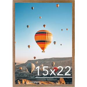 15x22 Picture Frame Rustic Brown for Poster Photo Picture, Horizontal and Vertical Formats for Wall Hanging, 15 x 22 Wall Gallery Poster Photo Frame for 15 by 22 Photos Posters,Rustic Brown