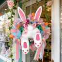 Interactive Easter Wreath with Moving Bunny Butt, Battery-Powered Animated Door Decor with Sound